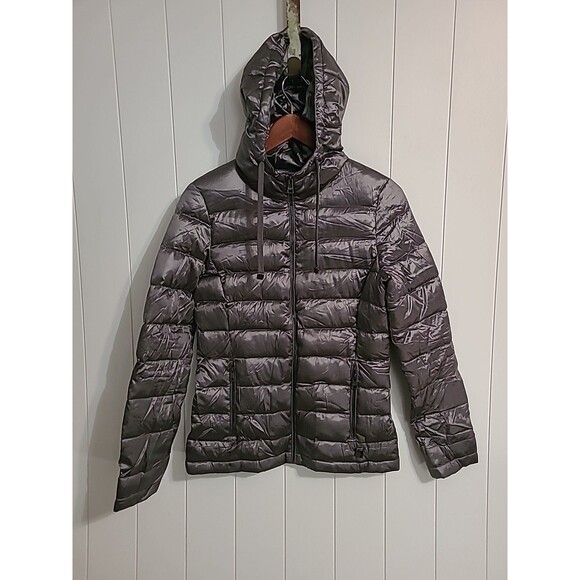 Andrew Marc Packable Lightweight Down Puffer Jacket Hood Womens XS Fall Winter - Picture 2 of 11